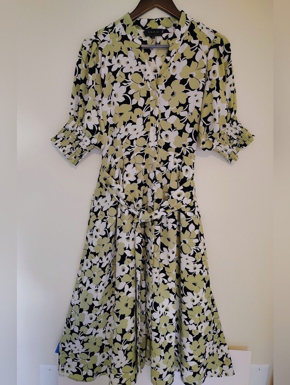 NWOT Garcia V-Neck Tie-Waist Midi Dress Cottagecore Prairiecore